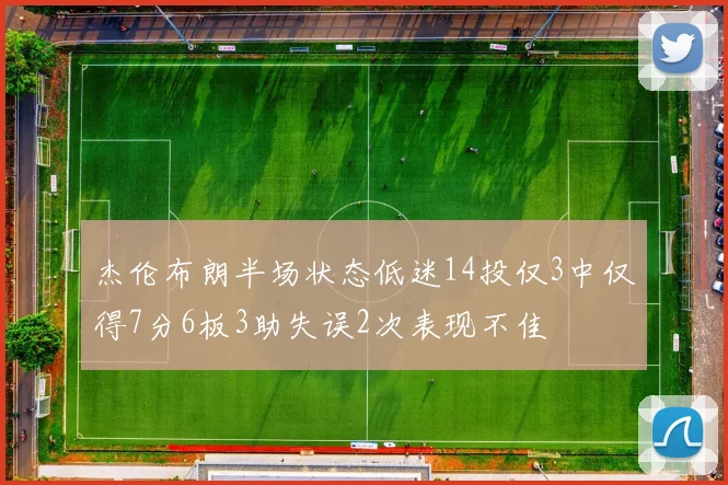 杰伦布朗半场状态低迷14投仅3中仅得7分6板3助失误2次表现不佳